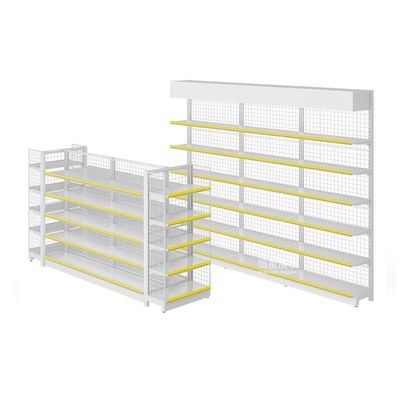 kaufen Double-Sided Gondola Shelving 5-Tier Metal Supermarket Rack online manufacture