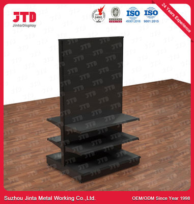 kaufen 1800mm doppelter mit Seiten versehener Gondel-Supermarkt, der Speicher-Regale Soems schwarze Metallbeiseite legt online manufacture